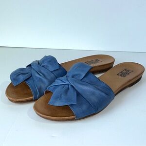Miz Mooz Daisey Wide Width Leather Bow Ruched Slide Sandals Sz 41 EU